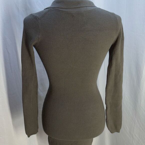 WIlfred Aritzia cardigan button front sweater dress Sz XS khaki green mushroom - Picture 5 of 10